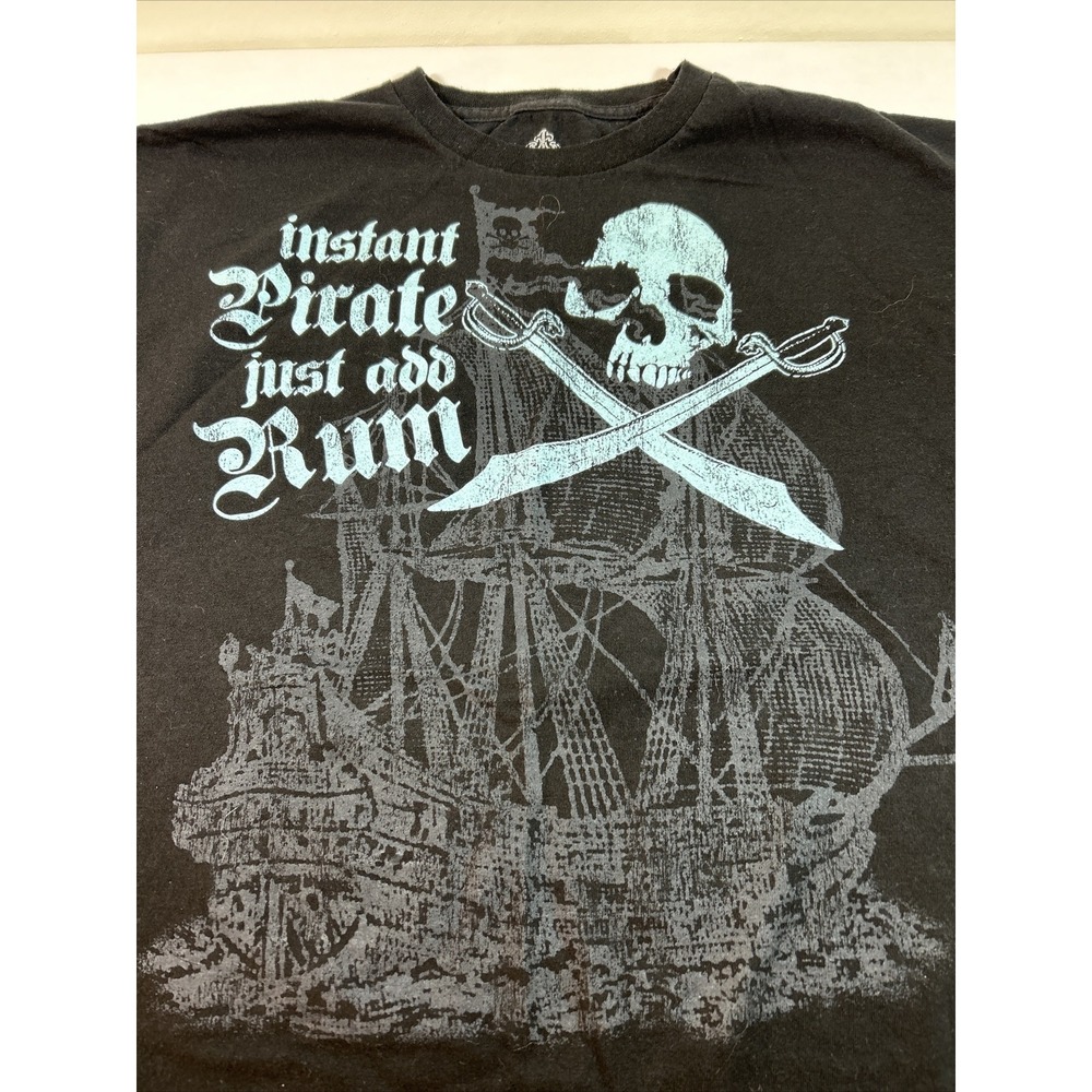 Pirate Ship XL Black T‎ Shirt Instant "Just Add Rum" Top Halloween